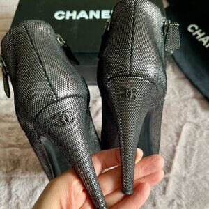 Metallic Ankle Boot by Chanel with Interlocking CC Logo EU38.5 (US 7.5)